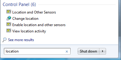 Location Sense in Windows 7