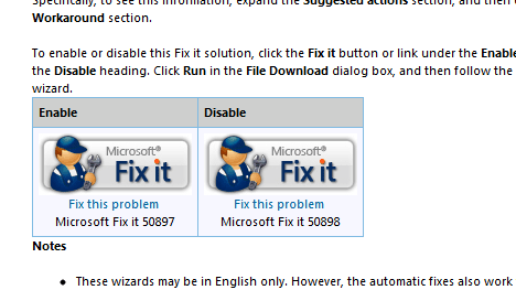 Microsoft Fix it 50897
