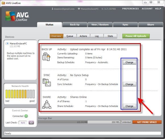 Online Backup, Sync and Sharing service by AVG LiveKive schedule