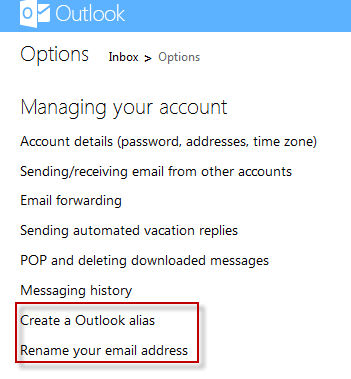 Outlook Mail Settings