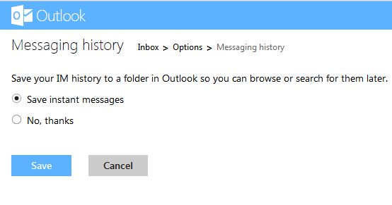 Outlook Messaging History