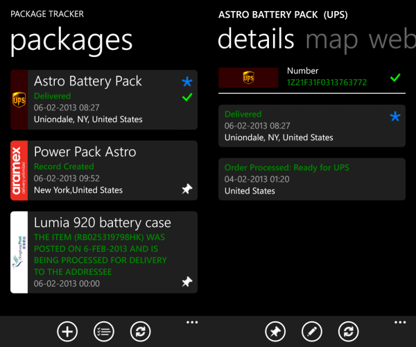 Package Tracking Windows Phone 8 App