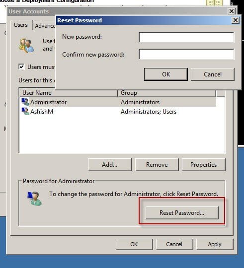 Password change for local administrator