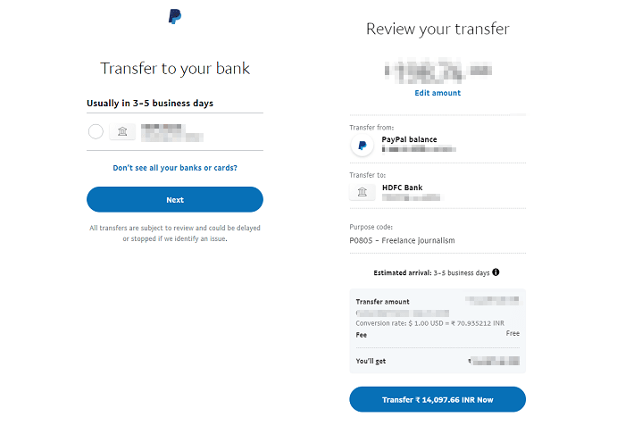 paypal send money from bank account