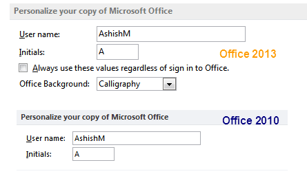 Personalize your Copy Of office 2013