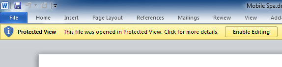 word how do you fix protected view to edit a document