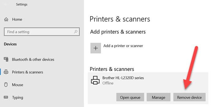 change printer status from offline to online
