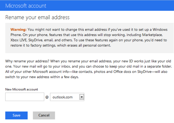 Rename your Hotmail Live Account to Outlook