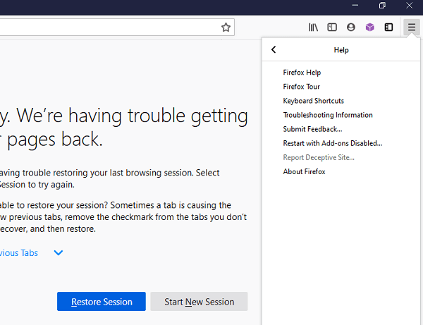 firefox restore previous session not working