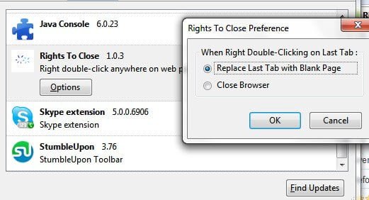 Right to Close Firefox Add-on