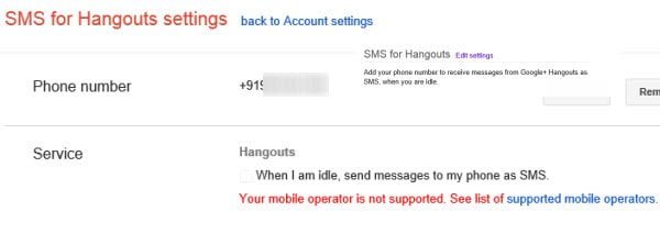 SMS Notifications for Hangouts
