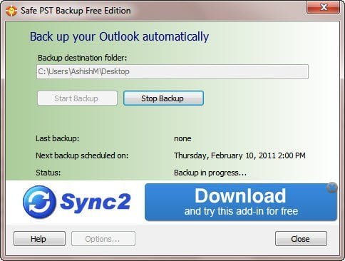 outlook personal folders backup