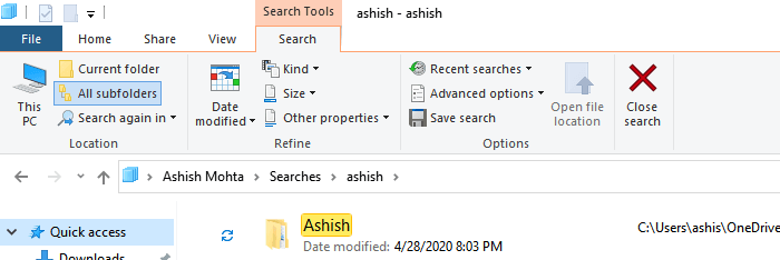 How to save frequent Windows Search in Windows