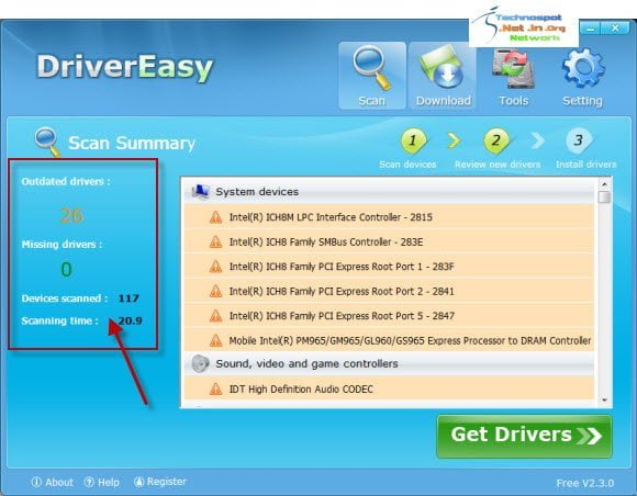 Scan for missing and outdated Drivers on you system with DriverEasy
