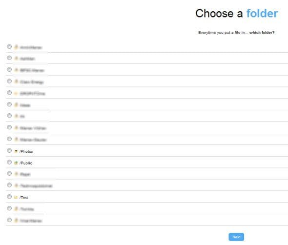 Select a folder in Dropbox to automate the actions on the files added to it