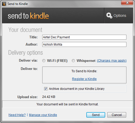 Send to Kindle Devices