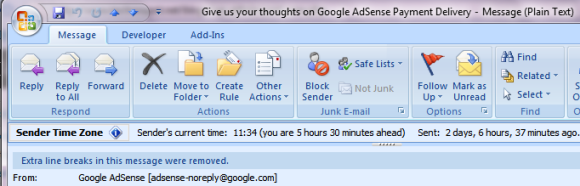 Find senders time zone in Outlook