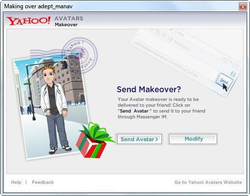 Share the Yahoo Avatar You created