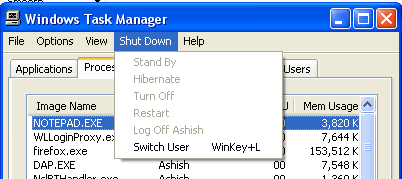 Shutdown Removed from Task Manager