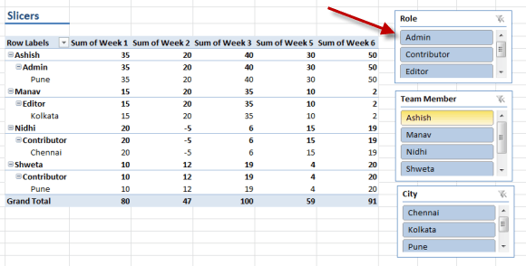 hide slicer in excel