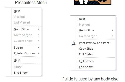 Slideshow menu for end user