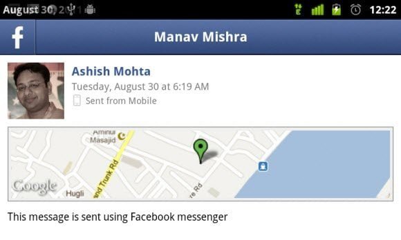 Sms Location on Facebook Messenger