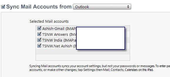 Sync Mail Accounts from Outlook to iPad