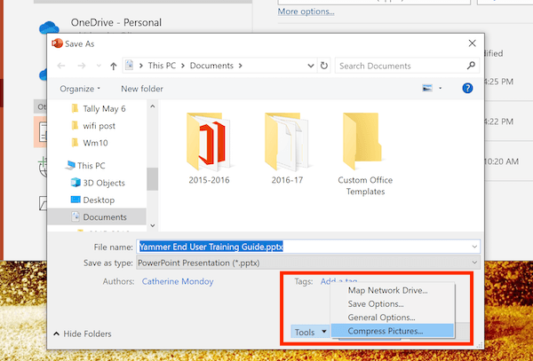 Tools Option in Saving Office Document