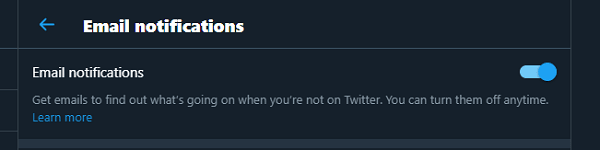 how to turn off email notifications on twitter