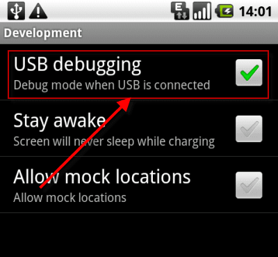 Turn on USB Debugging option to take Screenshots from Android Phone using Windows PC