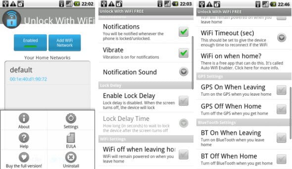 Unlock With WiFi Free Android app to keep your phone unlocked while in your own WiFi network