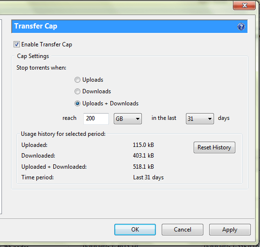 Utorrent Transfer Caps
