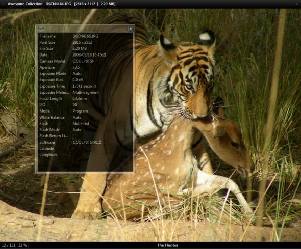 View EXIF data for a photo with free tool Nexus Image