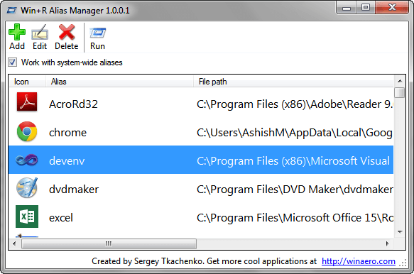 windows alias for systemname