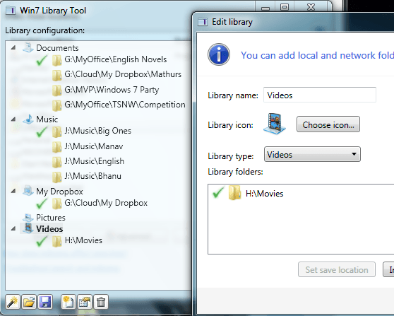 Windows 7 Library Tool