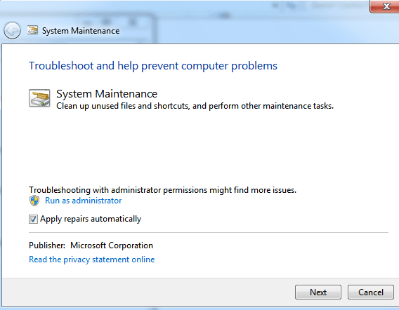 Windows 7 System maintenance