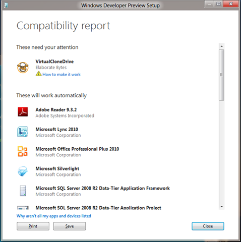 compatibility report windows 8