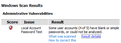 Windows Password Scan Result
