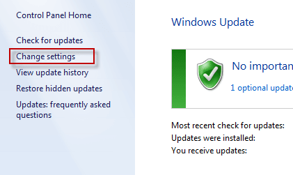 Windows Update Change Settings