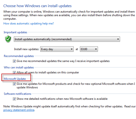 Windows Update MS Updates