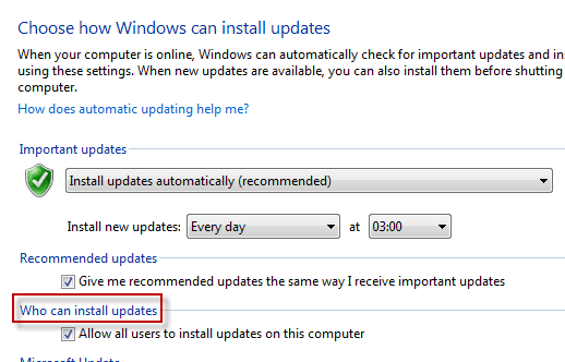 Windows Update Who can install