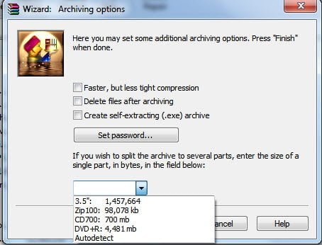 Winrar Archiving Options