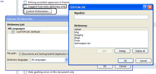 Word 2007 Dictionary Tools