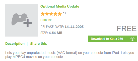 XBox Optional Media Update for AAC and MPEG4
