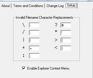 Invlid Character settings for Renaming Files