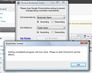 chrome bookmark sorter application