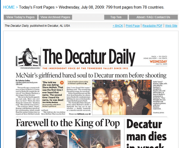 Decatur newspaper front page