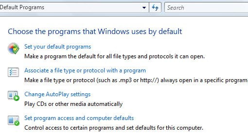 how to change default program setting