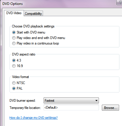 Set up DVD Playback options and aspect ratio