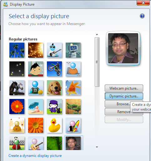 Creating video and dynamic picture for live messenger